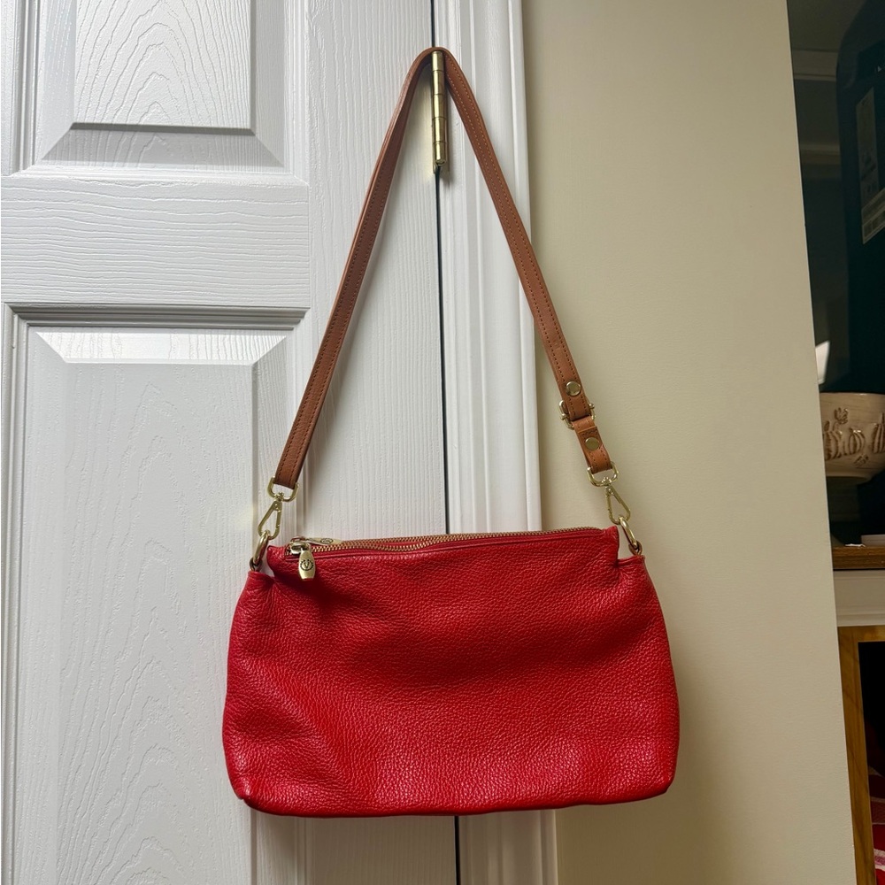 Valentina Pebbled Leather Triple Compartment Crossbody Bag